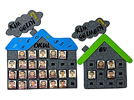 Okul öncesi ve ilkokul sınıfları için özel tasarlanmış ‘Kim Geldi – Kim Gelmedi’ Keçe Yoklama Panosu