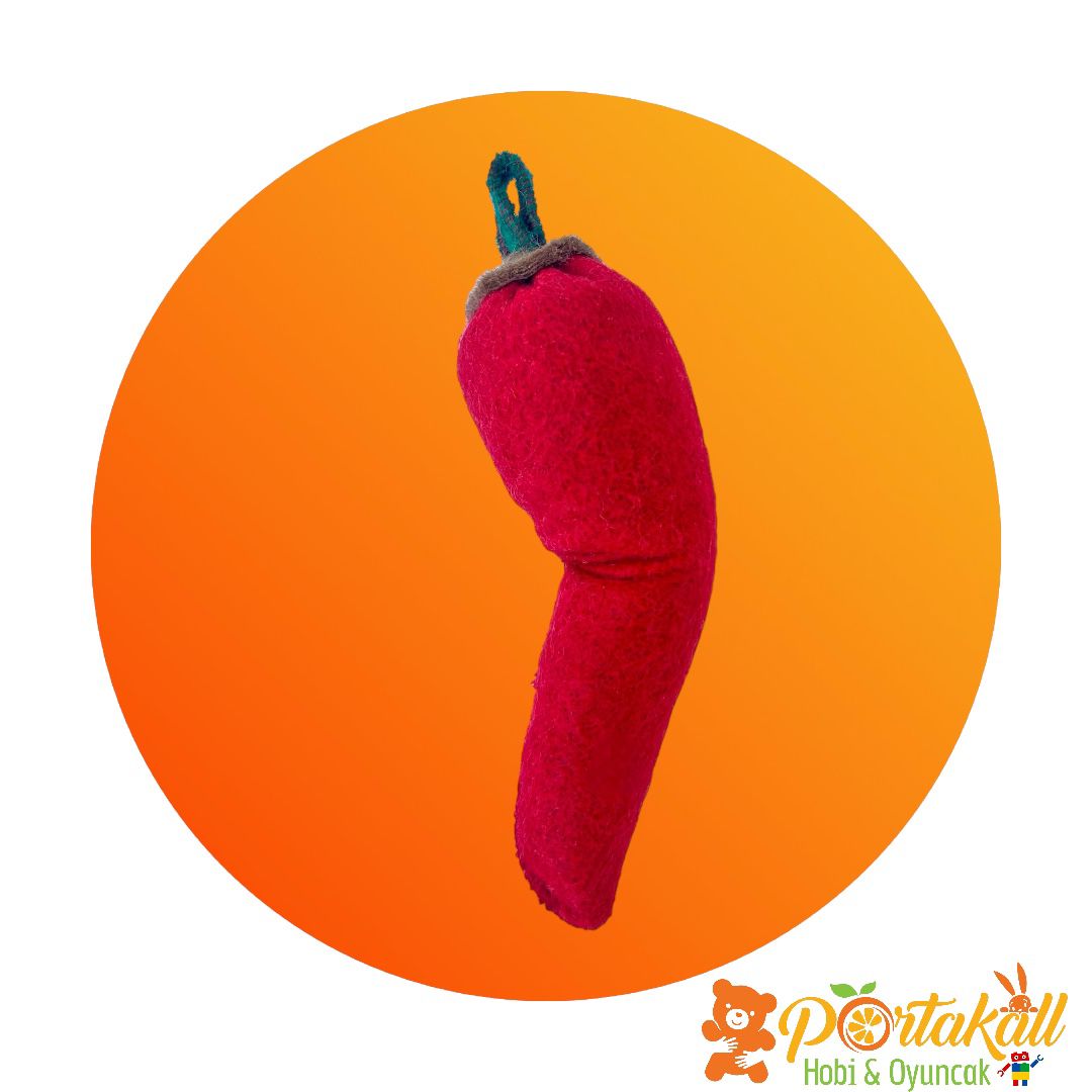 Kırmızı Biber Figürlü Keçe Sebze Oyuncağı